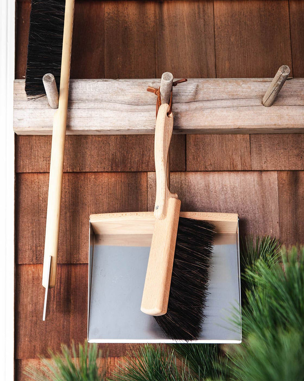 Wooden Utility Dust Pan and Brush Set