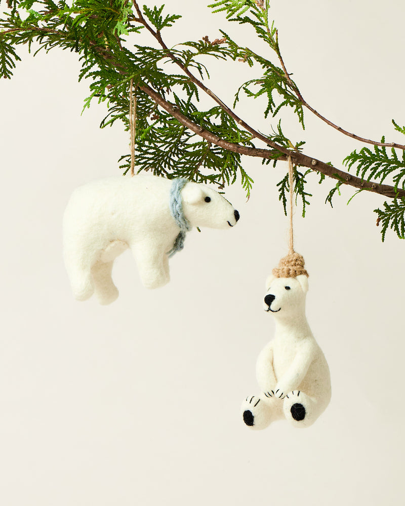 Felted Polar Bear Ornament