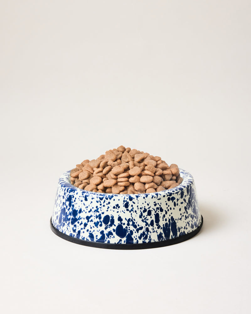 Spatter Enameled Dog Bowl - Navy