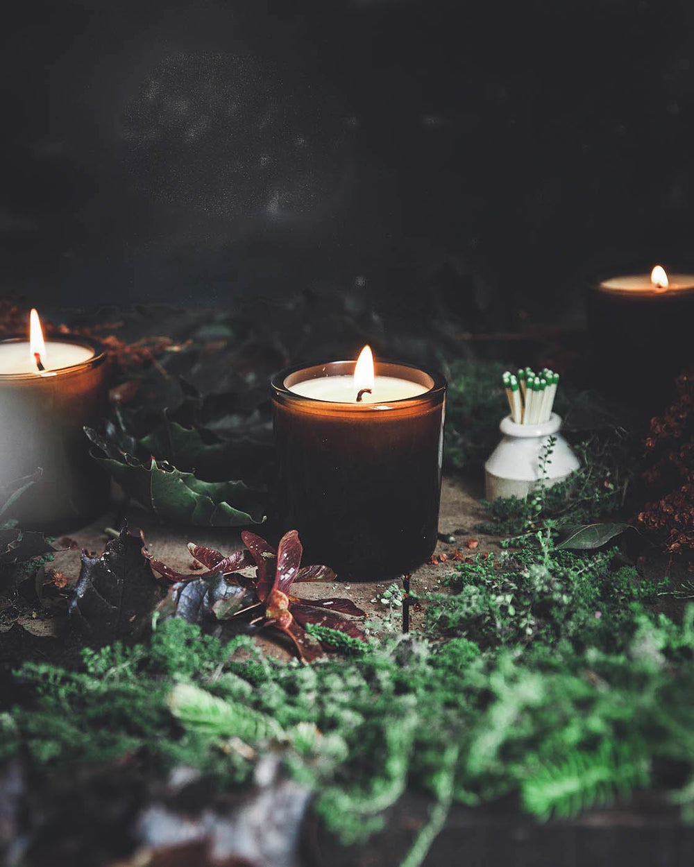 Milk Bottle Match Striker and Fir Candle Gift Set