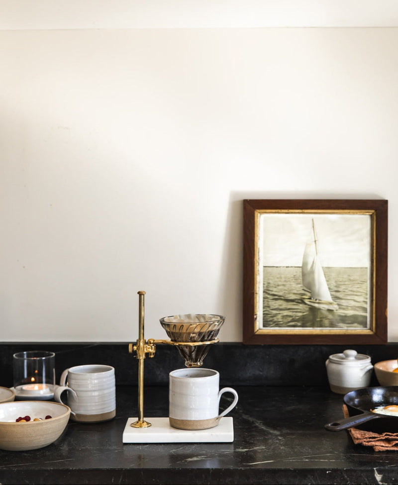 Brass and Marble Pour Over Stand