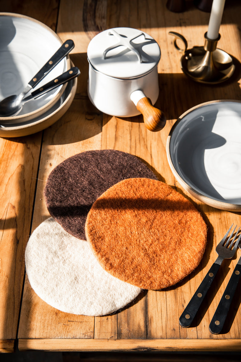 Artisan Felt Pot Pads - Set of 3 - Naturals