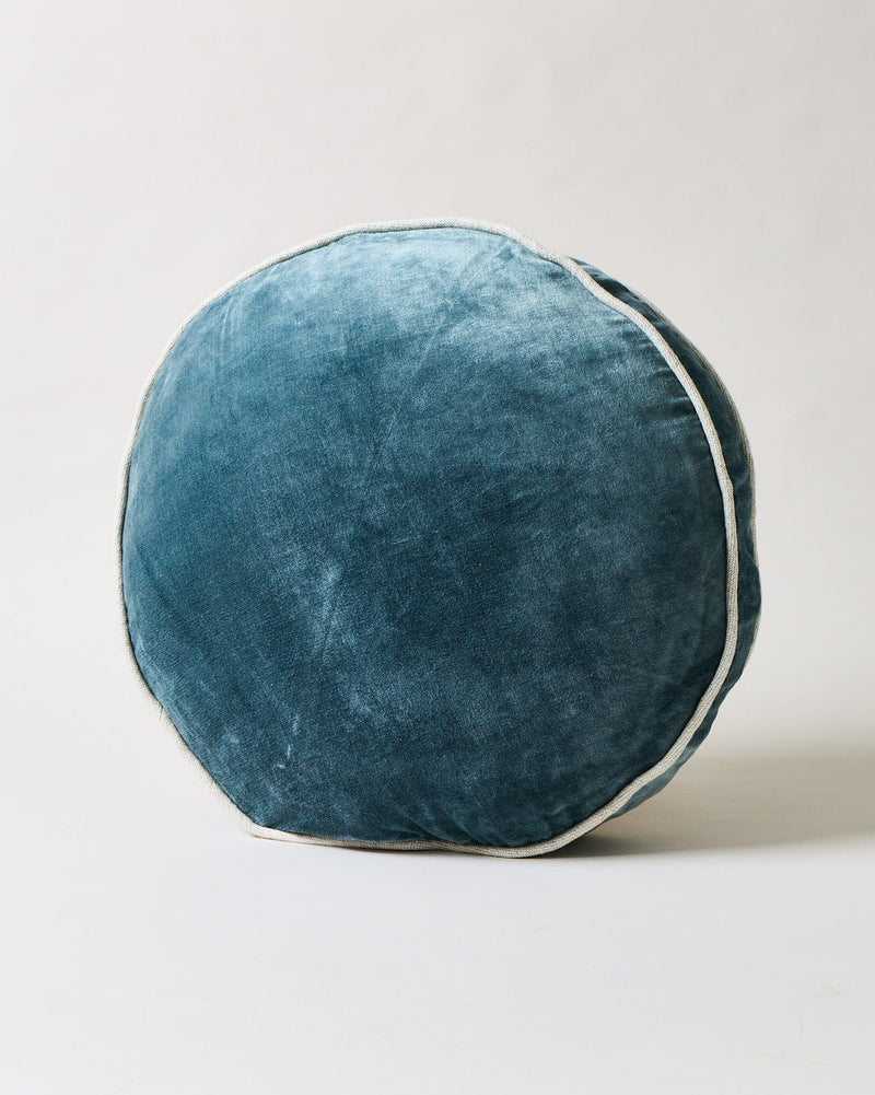 Round Velvet + Linen Pillow