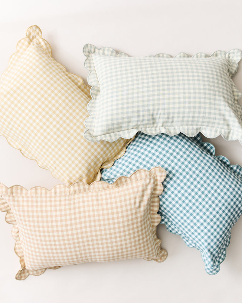 Scalloped Gingham Lumbar Pillow