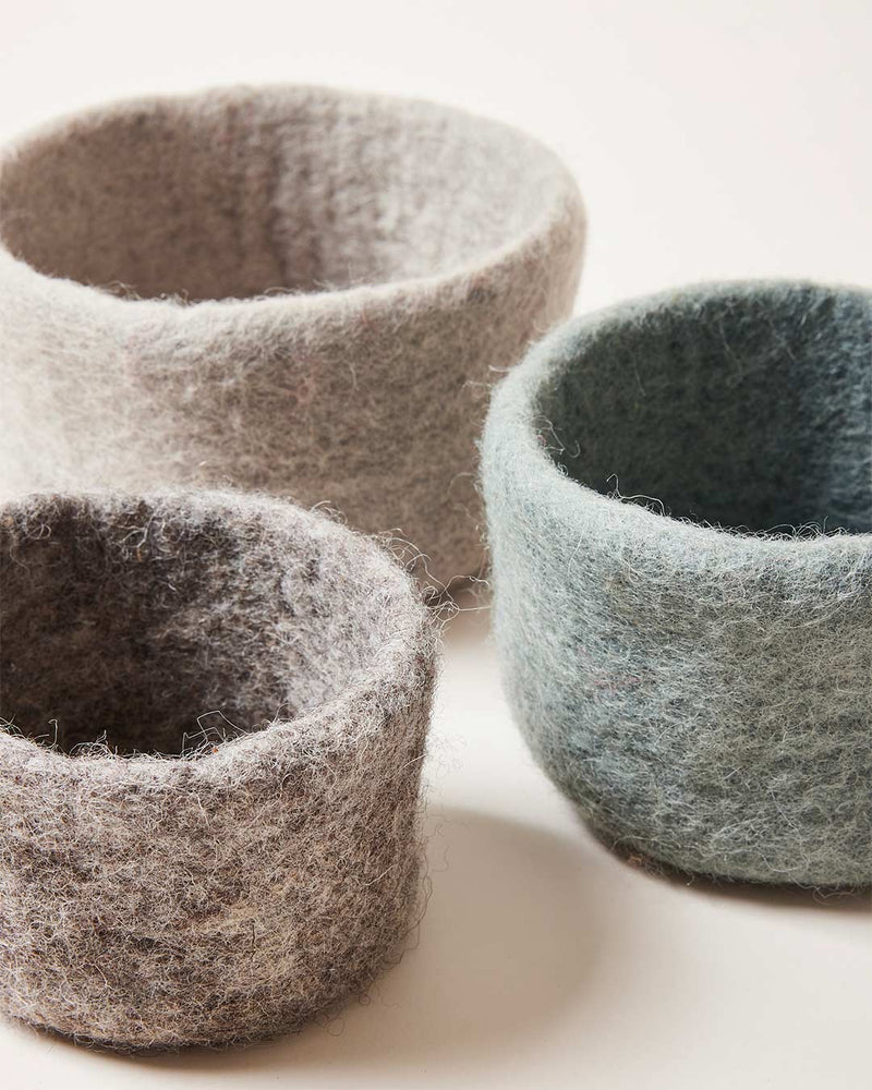 Artisan Felt Nesting Bowls - Set of 3