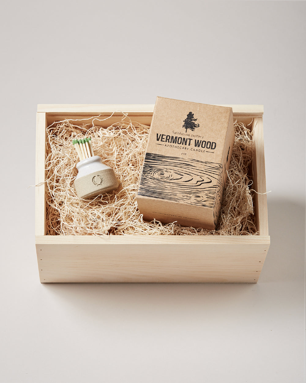 Milk Bottle Match Striker and Fir Candle Gift Set