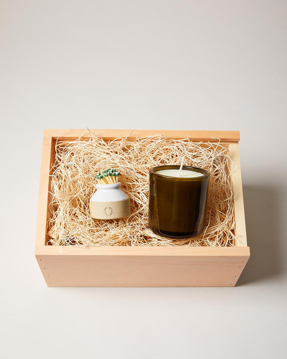Milk Bottle Match Striker and Fir Candle Gift Set